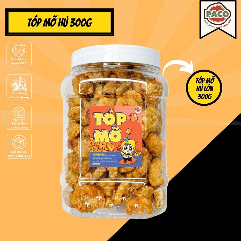 Tóp mỡ da giòn mắm tỏi hủ 300g tóp mỡ mắm tỏi ướp sốt mắm tỏi gia vị độc quyền PACO FOOD hàng tận xưởng luôn mới Snack Ăn Vặt