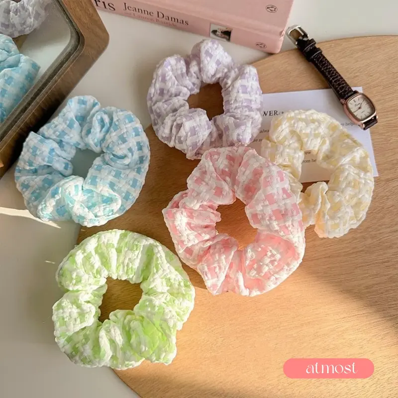 Dây Buộc Tóc Scrunchies Atmost Họa Tiết Caro Cao Cấp Phong Cách Hàn Quốc Phụ Kiện Tóc Nữ - Women, Hoa Chun 4