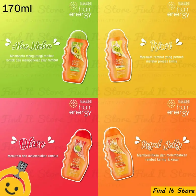 Find It Store - Makarizo Hair Energy Fibertherapy Conditioning Shampoo 170ml Sampo Dengan Kondisioner | Pembersih Rambut 2in1 | Rambut Rontok | Ketombe | Lepek | Patah | BPOM Original Conditioner Creambath Haircare Kering Perawatan  Extract Kusam 0
