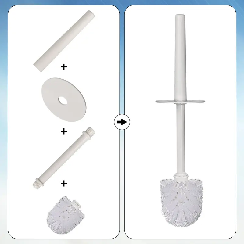 2PCS Toilet Brush with Holder - Free Standing Toilet Scrubber for Bathroom Cleaning (White) 6