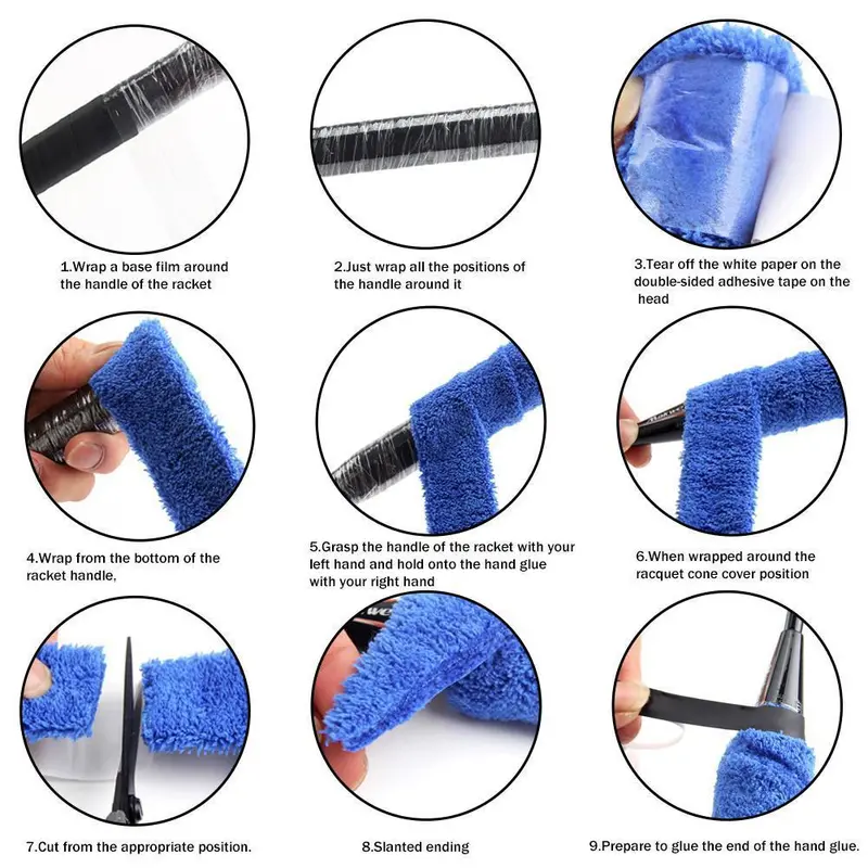 Băng Thấm Mồ Hôi Vợt Cầu Lông, Tay Cầm Khăn Chống Trượt, Chất Liệu Microfiber, Vợt Overgrip, V4B9, Chất Liệu Khăn 6