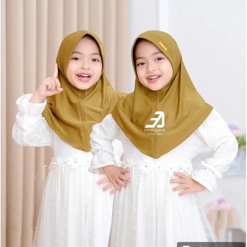 Edahijab Model Sport Anak 3-12 Tahun Paud Tk Sd Smp Hijab Muslim Instan Polos Kerudung Harian Cokelat Hitam Muslim Sekolah 4