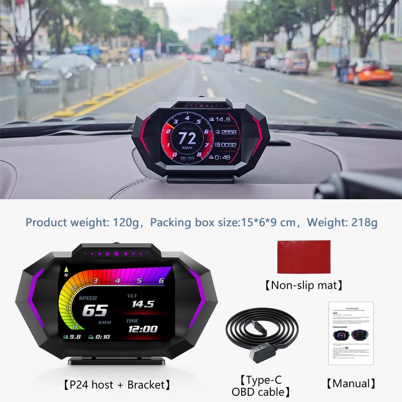 HUD Head Up Display P24 Multifunctional LCD Meter OBD2 5