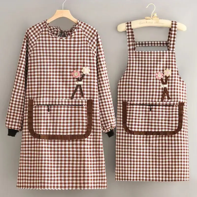 Tạp Dề Cotton Dài Tay Thời Trang Nữ, Tạp Dề Bụng Chống Bám Bẩn, Thích Hợp Cho Nhà Bếp, Mặc Quần Áo Lao Động, Phong Cách Hợp Xu hướng Mới, Năm 2025 Đồng Kitchen 2