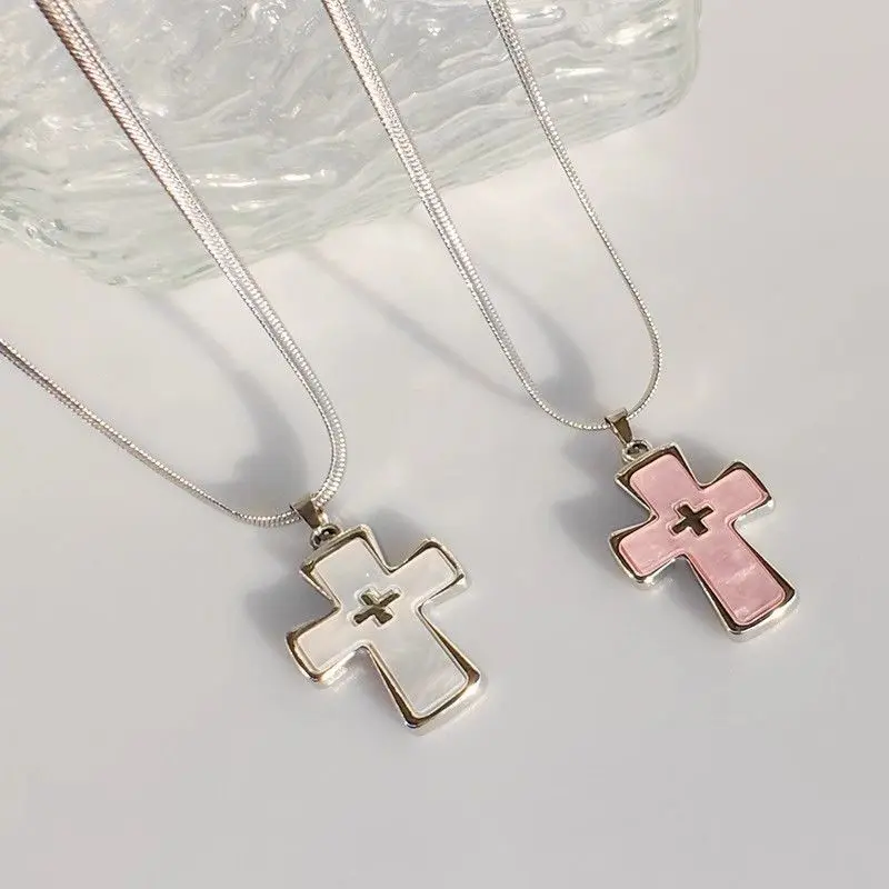 High-End Blade Chain Double Cross Pendant Necklace for Men Trendy Titanium Steel Niche Design Hip-Hop Style Sweater Chain for Women