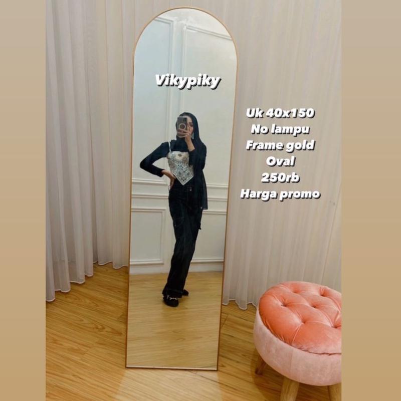 TERMURAH Vanity mirror OVAL by Vikypiky ukuran 40x150cm Kaca 2