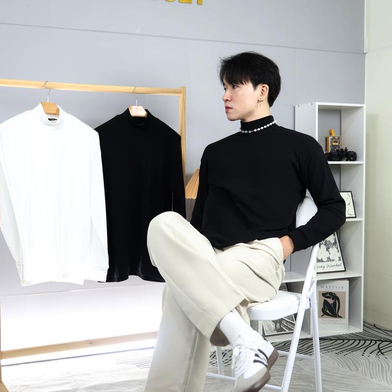 Áo thun Basic Tee Giữ Nhiệt Tay dài nam Ultra Warm siêu ấm, thoáng khí, Tay dài cổ cao 3 phân Menswear Cotton Cổ Tròn