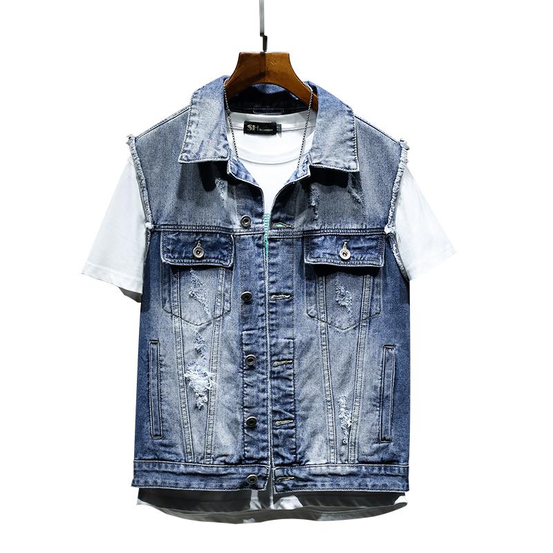 Áo Vest Denim, Phong Cách Hàn Quốc, Dễ Phối Đồ Mặc Cả Mùa, Bông Vá Thời Trang Menswear Nam Menswear Nam 4