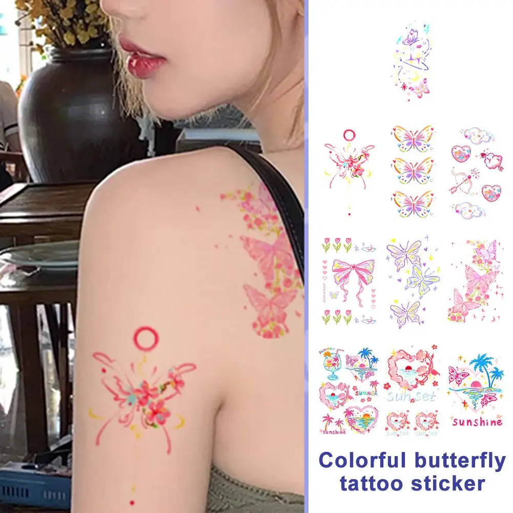 Butterfly Chest Legs Long-Lasting Tattoo Stickers Non-Reflective Temporary Tattoo Stickers