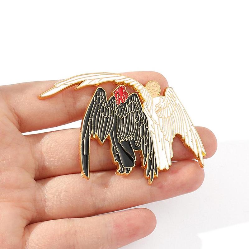 Product Introduction of Hard Metal Pin Black And White Angel Series Cartoon Couple Brooch Angel & Demon Angel Demon Badge Accessories 26
