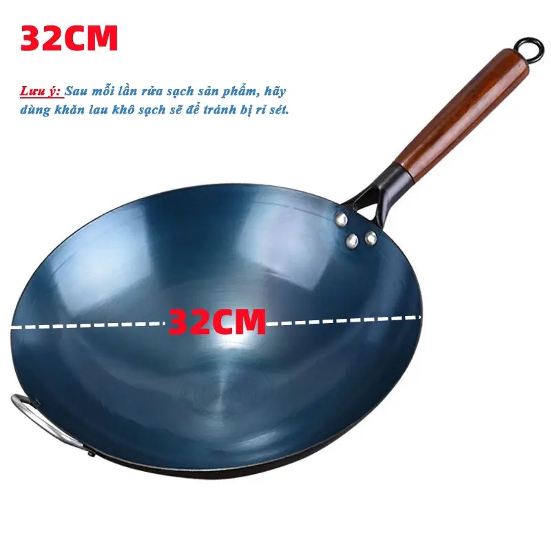 Chảo Thép Chống Dính Cán Gỗ Sồi Cao Cấp Đường Kính 30cm Chuyên Dùng Cho Mọi Nhà, Nhà Hàng 2
