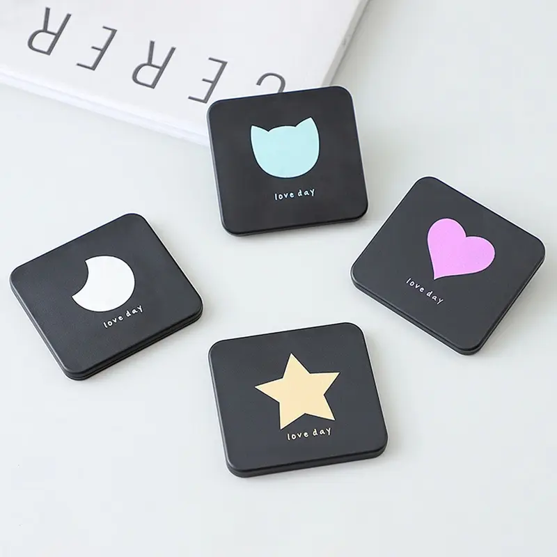 R641 Cermin Makeup Petak /Cermin Rias /  Cermin Mini / Cermin Lipat Mini Model Segiempat 2 Sisi 2