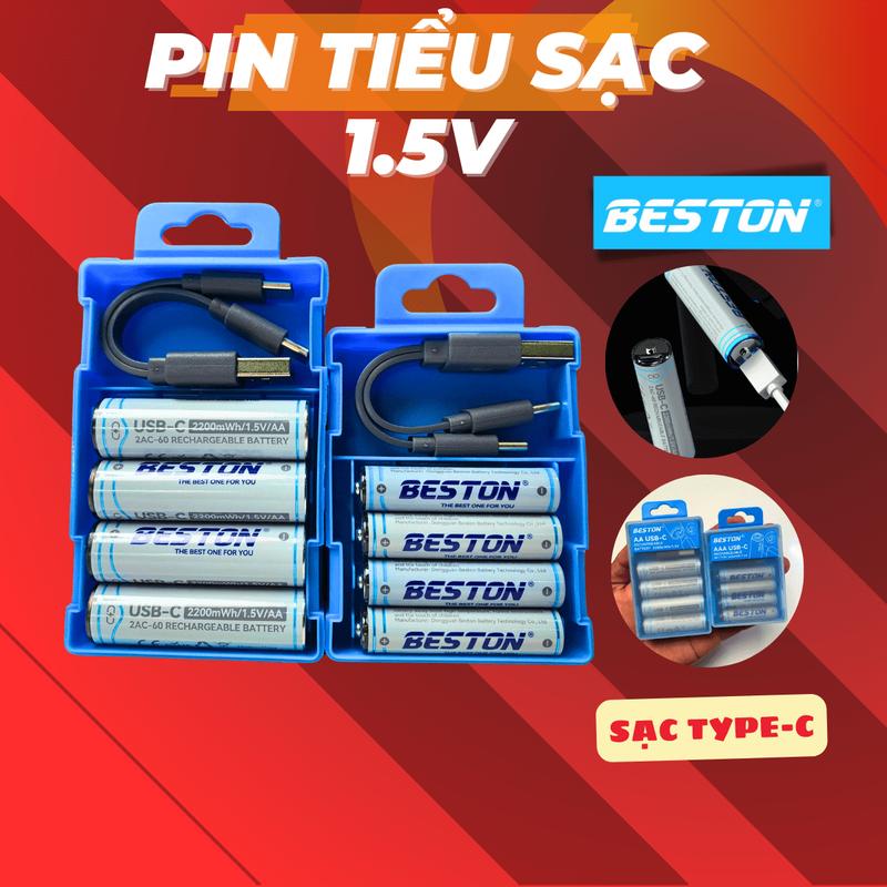 Pin sạc AA AAA 1.5V Type-c Beston 2200mWh ~ 1460mAh - Sạc Nhanh 2A/3A Sạc Pin Phụ Kiện