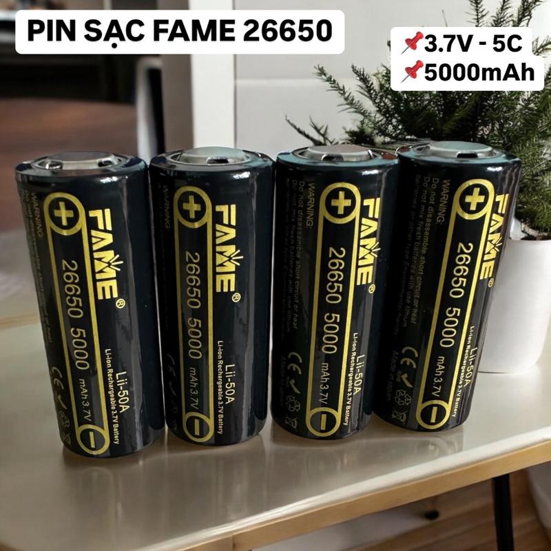 Cell Pin sạc Li-ion FAME SD 26650 3.7V 5000mAh, pin sạc 26650 cho sạc dự phòng, đèn pin siêu sáng... dòng xả cao