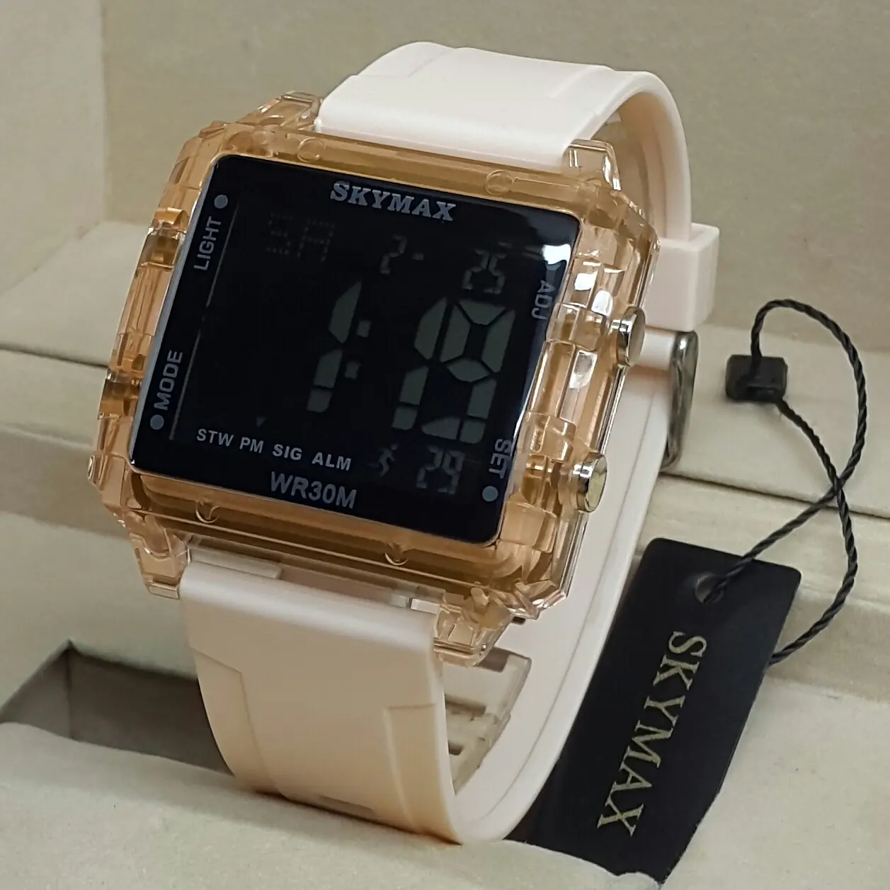 Jam Tangan Skymax 2119G Transparan Original Water Resistant