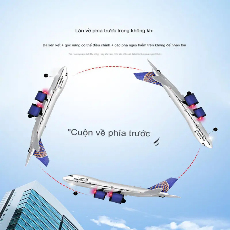 Máy bay điều khiển từ xa Boeing A380 cánh cố định ba kênh 2.4G chở khách dành cho trẻ em 4