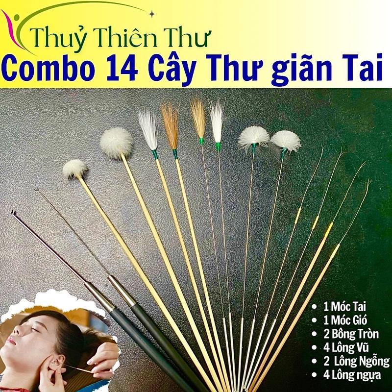 (Tặng Hộp) Combo 14 cây thư giãn tai - 4lông đuôi ngựa,4lông vũ,2lông ngỗng, 2bông se tai, 1 móc, 1 gãi ngứa - Lấy ráy tai Women cây  ráy lỗ