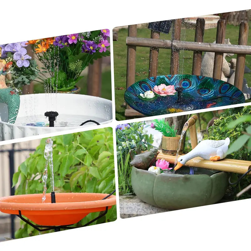 Solar Powered Fountain Pump, 1 Count Solar Fountain Pump with 6 Nozzles, Outdoor Water Feature for Bird Bath, Pond, Garden, Fish Tank 3