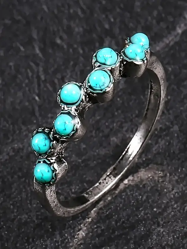 Fashion Turquoise Decorated Ring, Fashion Jewelry for Party, Daily Clothing Decor, Trendy All-match & Exquisite Jewelry for Birthday Gift 2