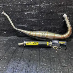 TERLARIS Knalpot Motor Ninja R SS RR Cobra TOSHTEC Carbon 2Tak Garing Kemrincing - Fullset PNP, Anti Bocor, Tidak Berkarat - Motorcycle