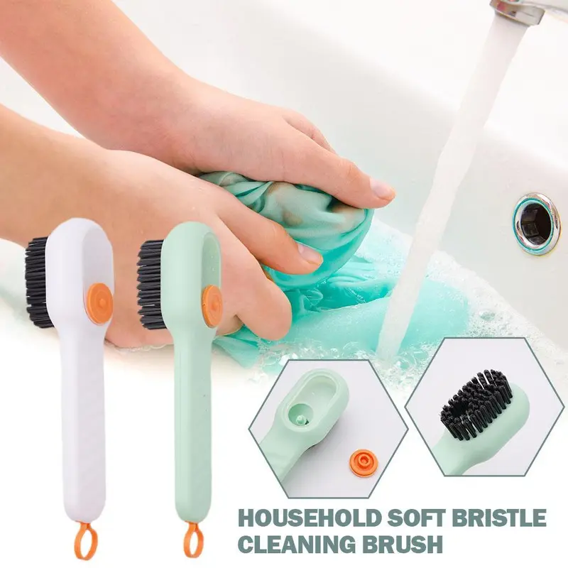 Bàn Chải Làm Sạch Giày, Thiết Kế 2in1, Có Ngăn Xà Phòng Tích Hợp, Dụng Cụ Chà Bông Lông Mềm, Thích Hợp Cho Gia Đình, Lý Tưởng Cho Việc Giặt Là Và Sử Dụng, R8A8 1