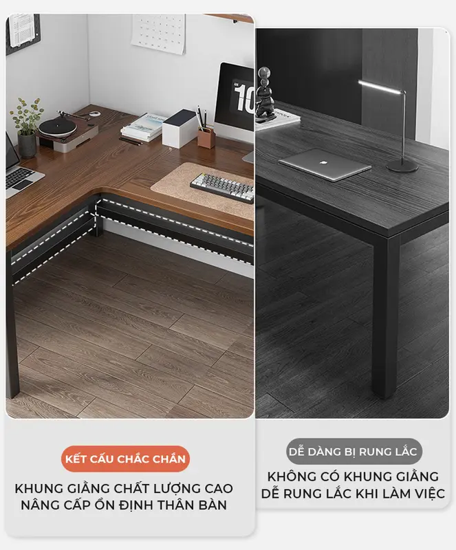 Bàn làm việc chữ L dày 25mm, khung thép chống ghỉ phủ sơn tĩnh điện thương hiệu IGA - GM126 2
