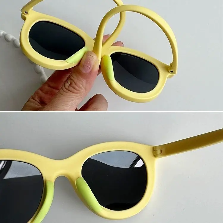 Solid color baby soft sun protection sunglasses Korean version children's sunglasses summer beach UV protection glasses cute