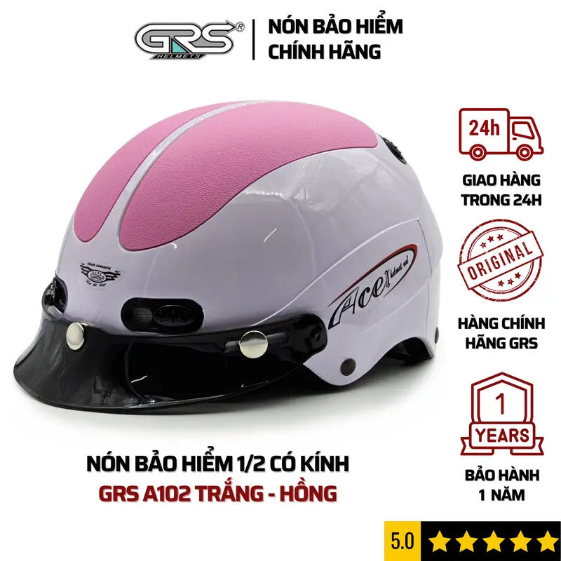 Mũ bảo hiểm nửa đầu GRS HELMETS A102, nón bảo hiểm có lưỡi trai, thiết kế an toàn, thoáng mát, gọn nhẹ phù hợp cho cả nam và nữ size 55- 58 cm 7