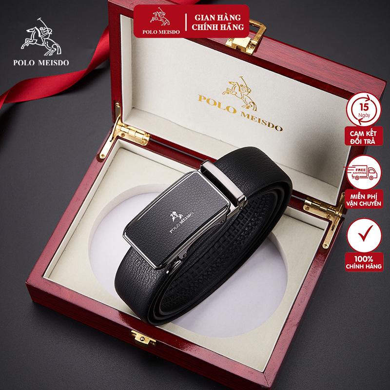 Dây Nịt Nam Da Bò Cao Cấp Hàng Hiệu POLO MEISDO Khóa Tự Động( Da Thật 100%) PL66