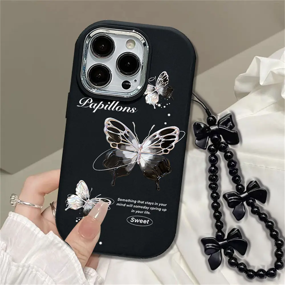Casing hp VIVO Y03 Y28 4G Y17S Y27S Y36 Y02 Y03 Y02S Y16 Y22 Y35 Y01 Y21S Y33S Y12 Y15 Y17 Y11 Y12S Y12A Y15S Y15A Y20S Y30i Y91C Black and white butterflies bracelet version Case