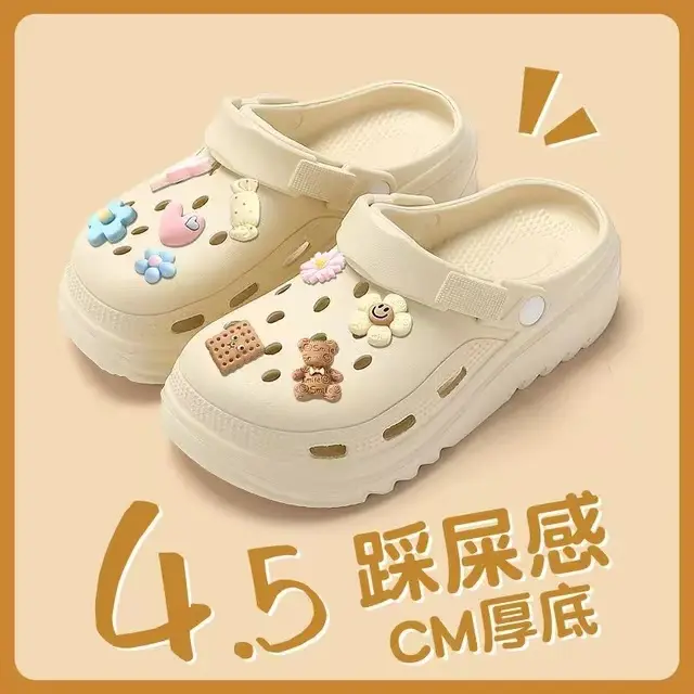 Giày Croc Cho Nữ, Hàng Mới Về Mùa Hè 2024, Không Trơn Trượt, Chống Mài Mòn, Chống Bụi Bẩn, Thoáng Khí, Kín Ngón Chân, Dép Đi Biển, Thích Hợp Cho Nữ 1