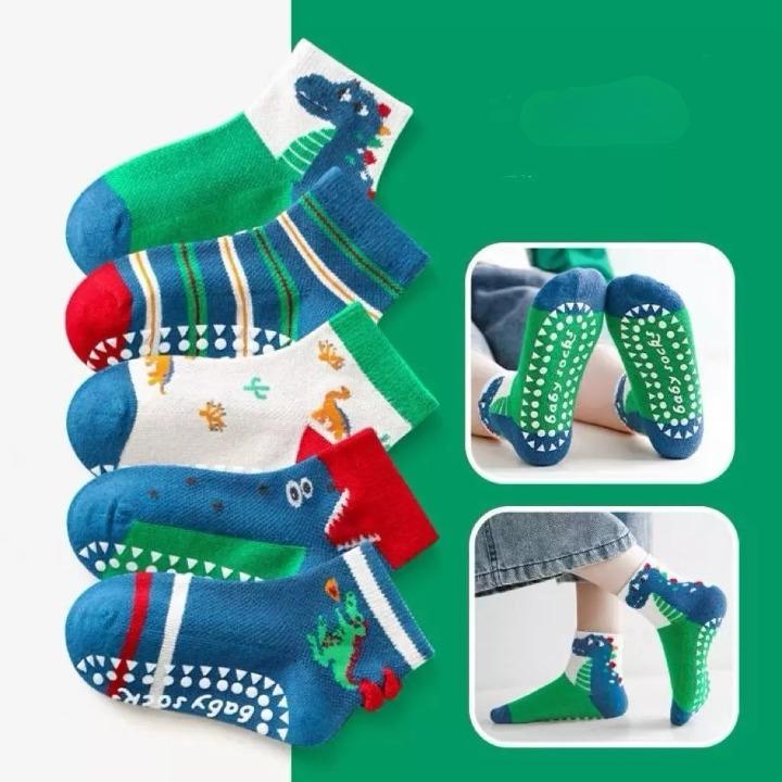  Set 10 đôi tất vớ chống trượt cho bé trai và bé gái hoạ tiết hoạt hình dễ thương cho bé từ 1-3 tuổi Kem da 