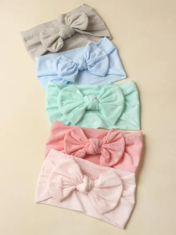 Solid Color Bow Decor Baby Hair Band, Cute Bowknot Design Hair Accessories for Baby Girls & Boys, Newborn Infant Kids Hair Accessories 3