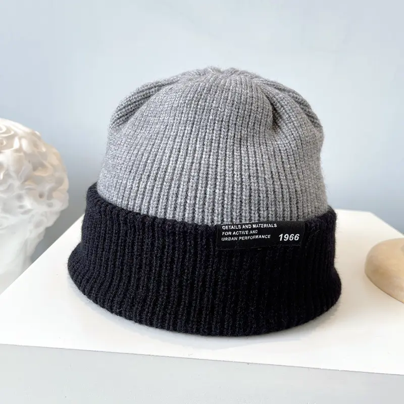 Topi Winter Double Side Knitted Beanie Hat Musim Dingin Kupluk Korean Style Unisex Pria Wanita 3