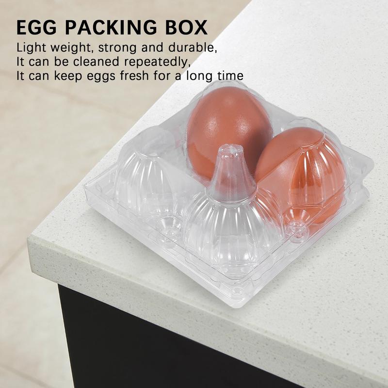 50Pcs Plastic Egg Cartons Bulk Clear Chicken Egg Tray Holder for Family Pasture Chicken Farm Business Market- 4 Grids 1