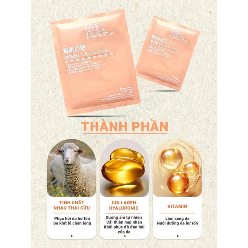 Mặt nạ nhau thai cừu Rwine Beauty dưỡng da, cung cấp độ ẩm, tái tạo collagen 40ml 3