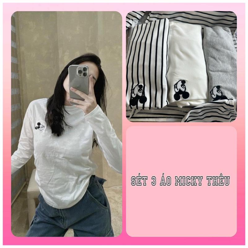 Sét 3 áo thun nữ thêu hình Top Cổ Tròn