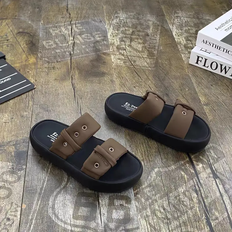 Dép bánh mì nữ 2 quai ngang đế cao 3cm phong cách Hàn Quốc DéP Cao Su Nhung Shoes GiàY 5
