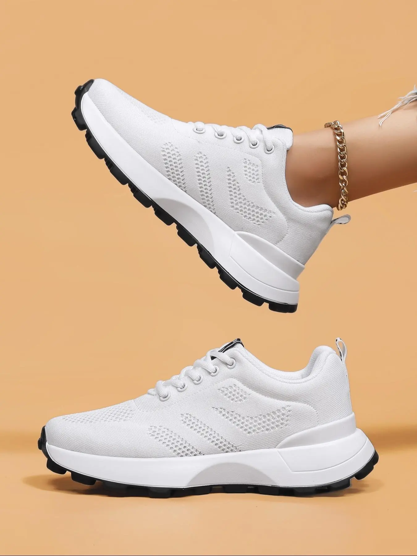 Women's Fashionable Lace Up Low Top Sneakers, Casual Comfortable Breathable Sports Running Shoes, All-match Basic Shoes for Daily Wear