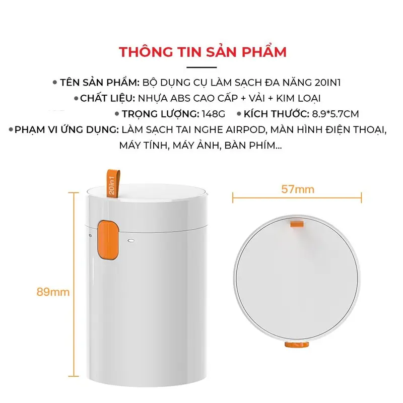 Bộ Dụng Cụ Vệ Sinh Laptop - Máy tính - Bàn Phím - Tai Nghe Đa Năng 20 in1 Tiện Dụng Chất Liệu Nhựa ABS Cao Cấp Nhỏ Gọn 2