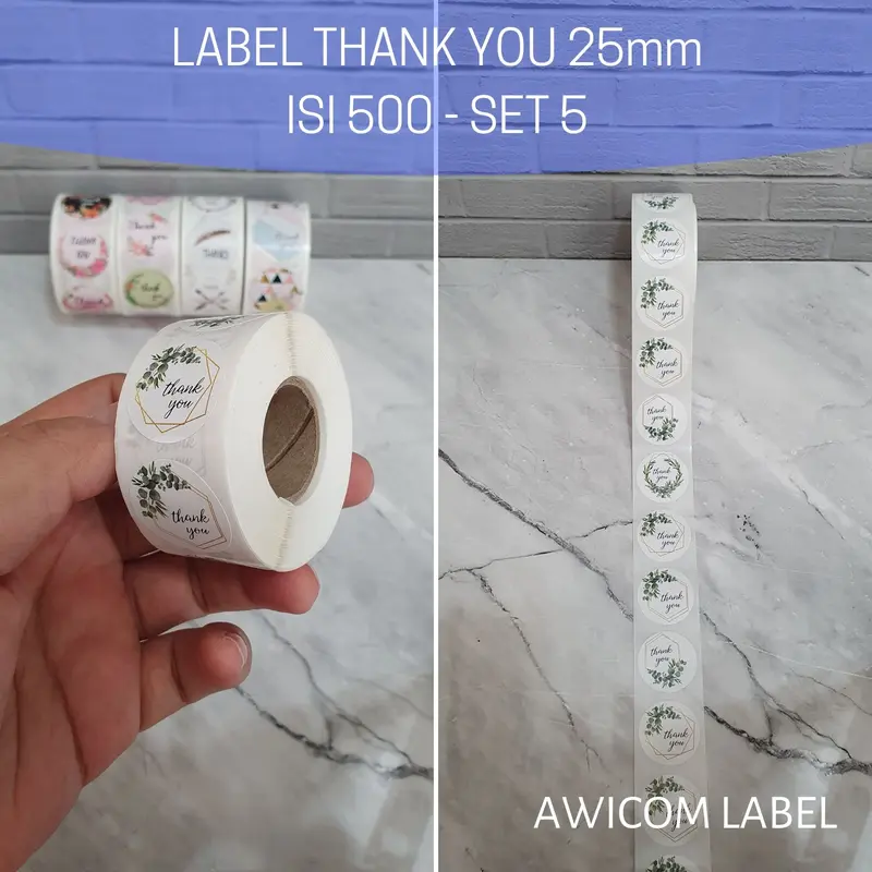 500 PCS (1 ROLL) Stiker Label Thank You 25mm Roll Paper 2