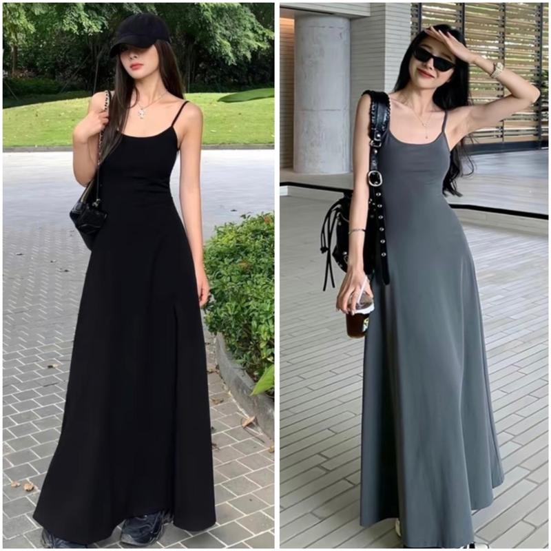 D003 [MUA 2 TẶNG NƠ] Đầm MAXI nữ hai dây , dáng dài nhiều màu chất thun tăm lạnh tôn dáng size S M Dress