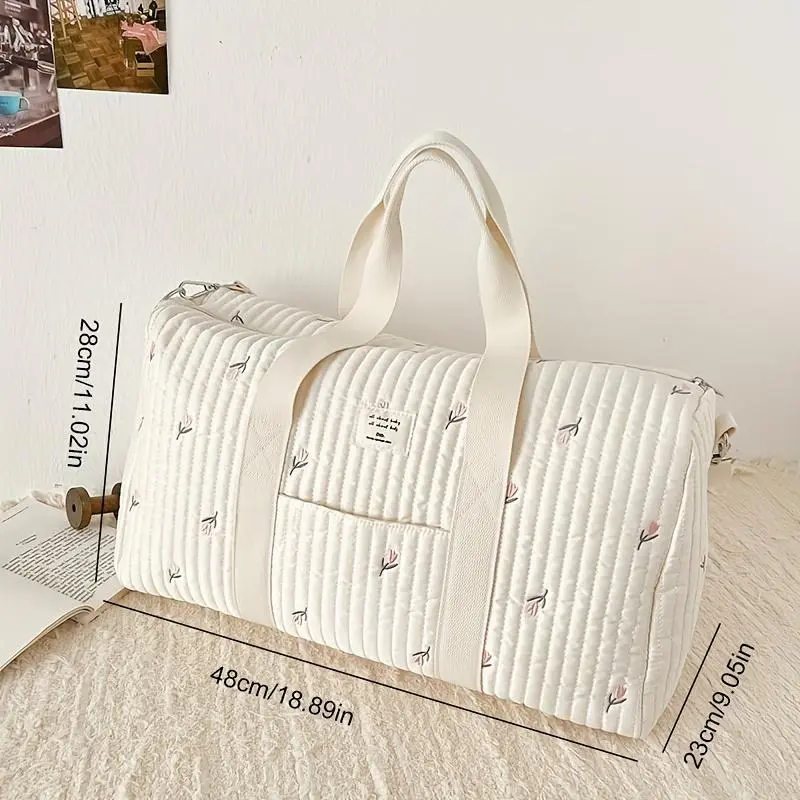 Large Capacity Travel Bag, Floral Embroidery Diaper Bag, Baby Storage Bag, Baby Travel Essentials, Travel Bag for Baby 1