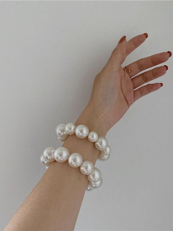 Women's Elegant Faux Pearl Decorated Hair Tie, Exquisite Trendy Hair Tie, Fashionable Hair Accessories for Women & Girls 8