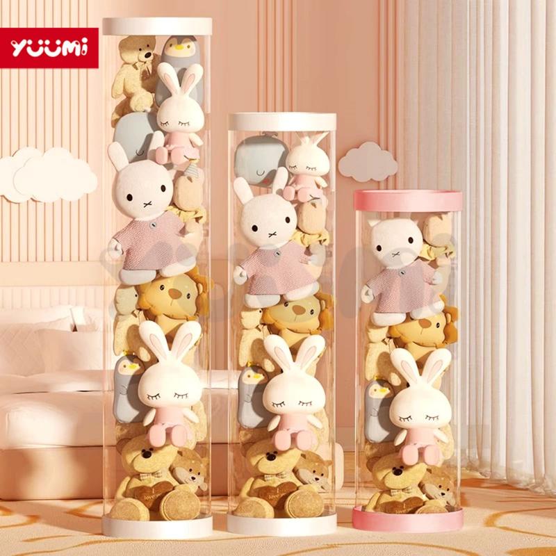YUUMI hộp nhựa thùng nhựa trong suốt Hộp thùng đựng đồ chơi nhồi bông em bé Chống bụi chống nước Tặng dải đèn Treo Phòng