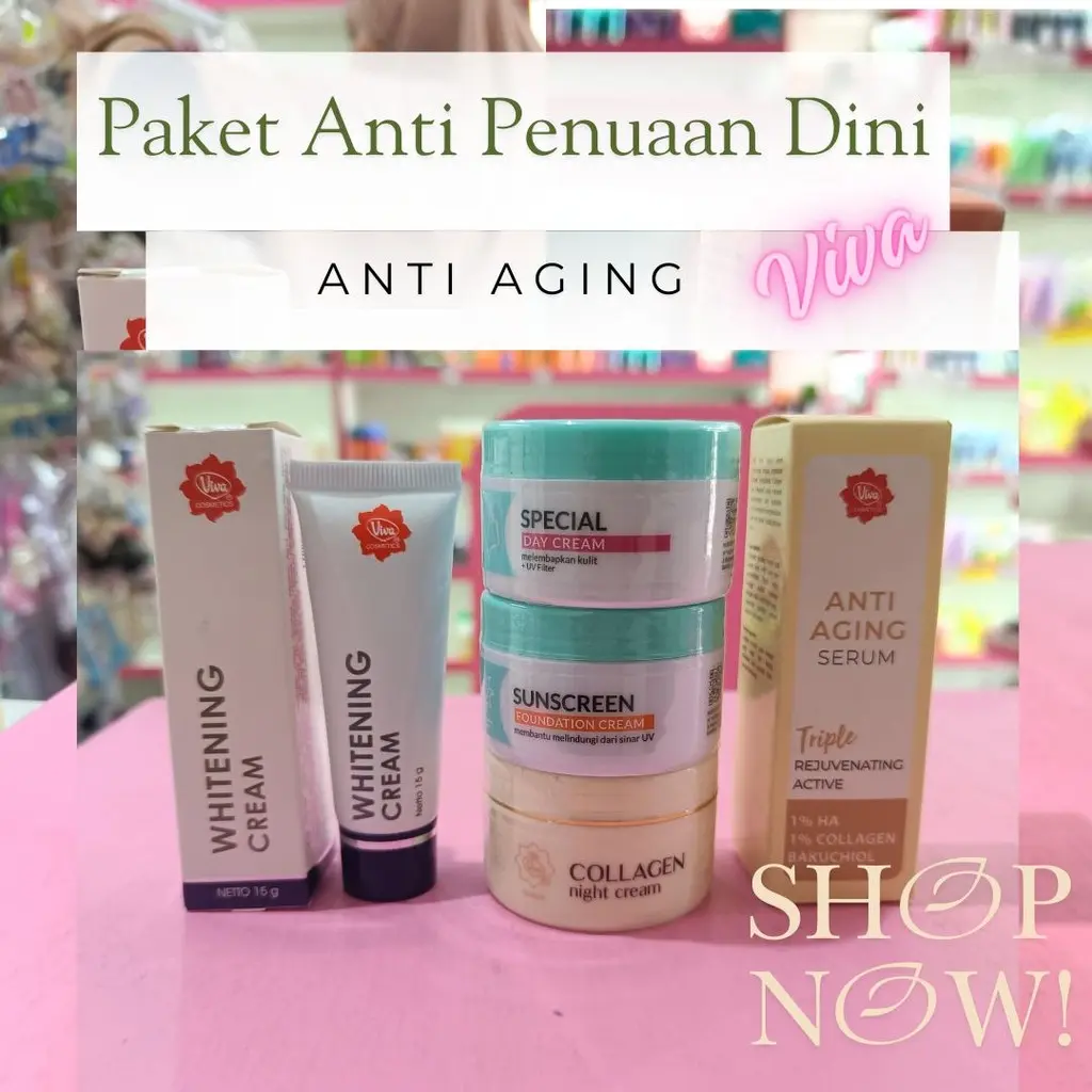 Viva Paket Anti Penuaan Dini Isi 5 || Viva Paket Anti Aging Viva || Viv Paket Anti Kerut ||  ANTI PENUAAN MEMBANTU MENGATASI KERUTAN I