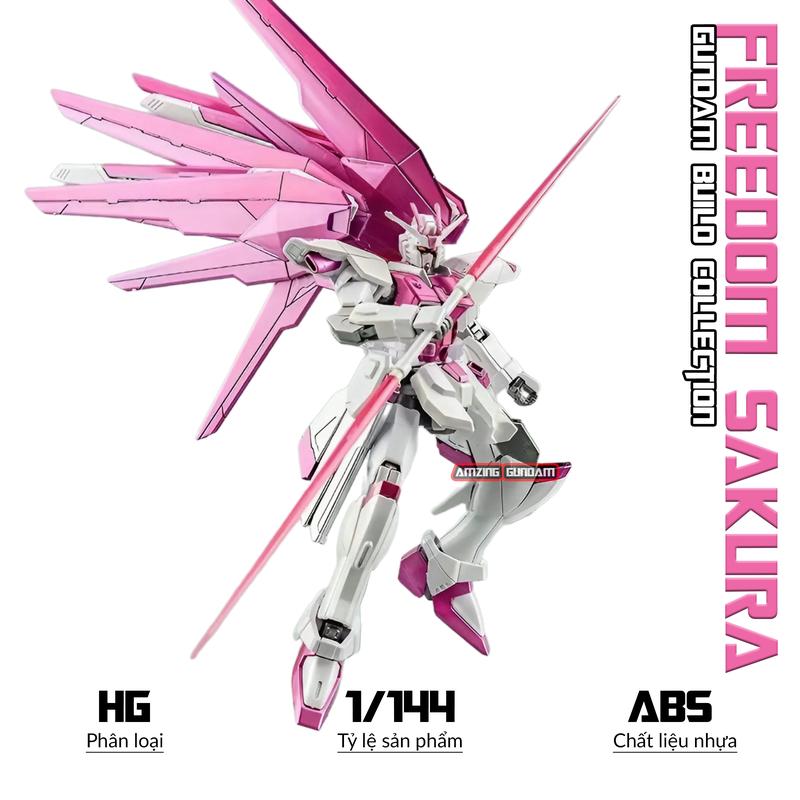Mô hình HG Freedom Sakura, 1/144 Gundam, Xếp hình thông minh, Mô hình mecha nhựa
