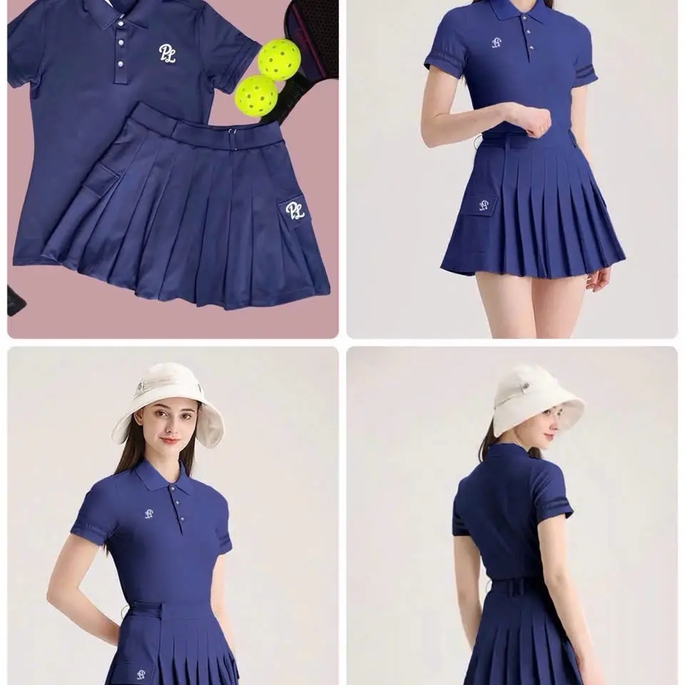 Bộ đùi váy áo cộc tay chơi Pickleball, Tennis, Golf Trên gối Orange