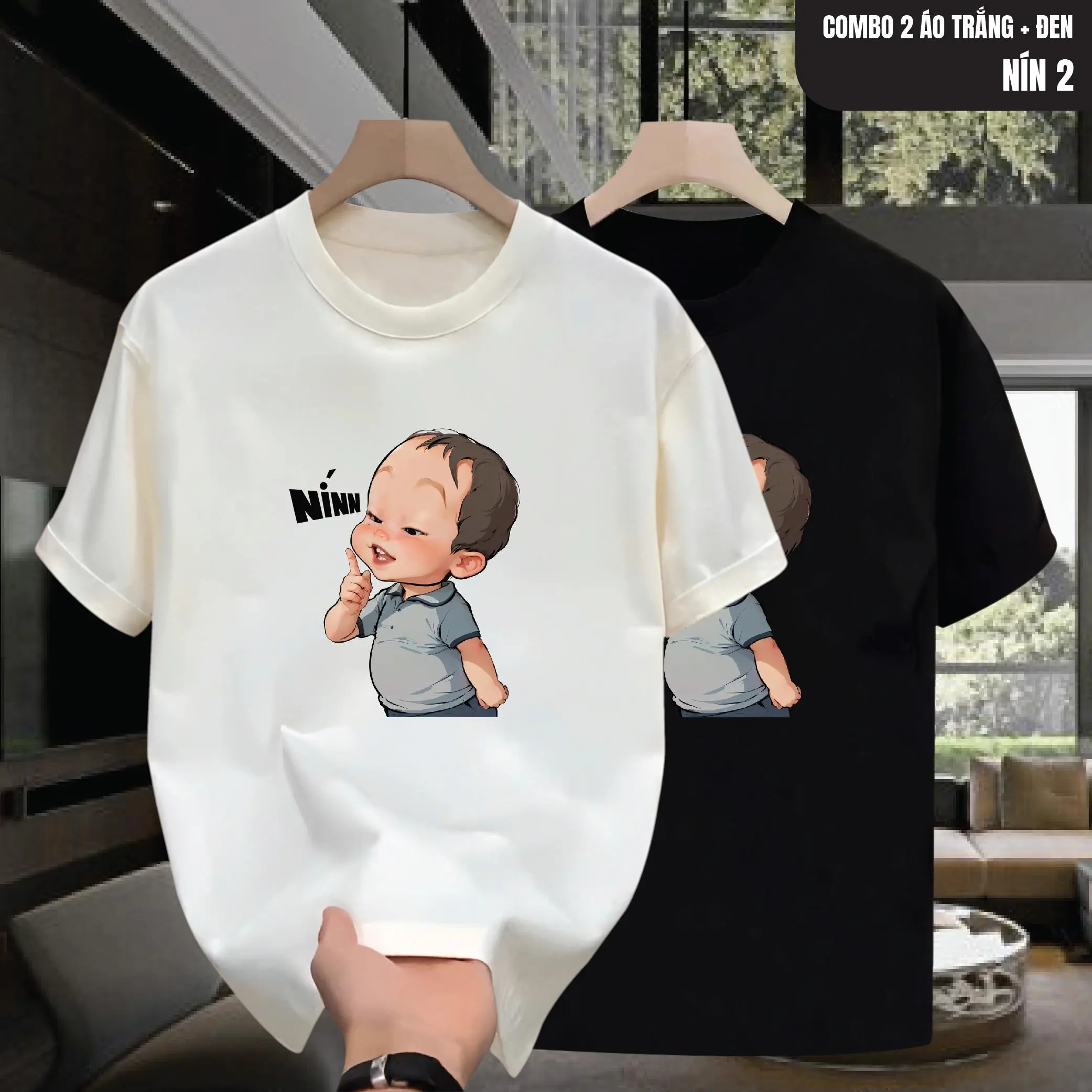 Áo thun Cổ tròn NÍN 2 form Unisex nam nữ Nín 2 chất liệu cao cấp, phong cách trẻ trung, cực chất, năng động Áo phông - MANTINO BASIC