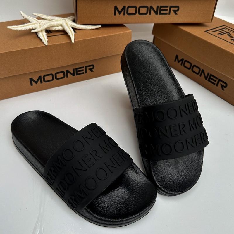 Dé Mooner [M31] chữ nổi trên quai cao su nước đế pu sần dành cho nam nữ_dép quai ngang dép  lê